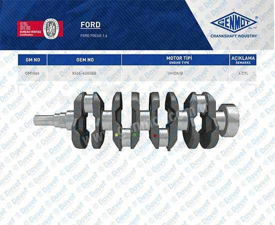 KRANK MILI FORD FOCUS 1.6 16V HHDA/B 98> 4 SILINDIR