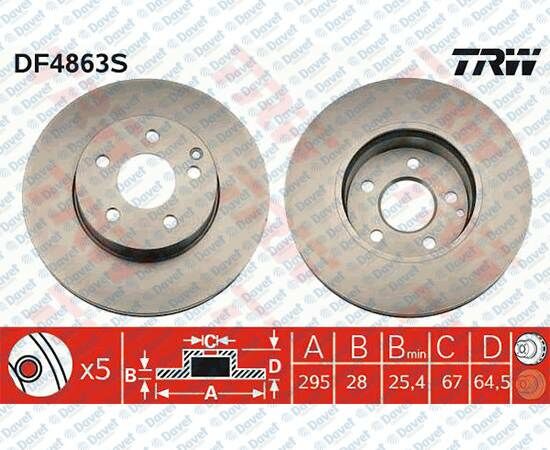 ON FREN DISKI AYNASI MERCEDES C SERI C200-C220-C230-C250-C280-C300- E SERI-E250-E200-E220-E250 295X28X5DLXHAVALI