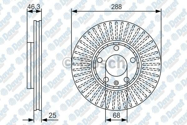 FREN DISKI ON HAVALI 288MM VOLKSWAGEN PASSAT VARIANT96-> AUDI A4 1.6 1.8T A6 94-96 AUDI 100 2.2 2.8 QUATTRO 90-94