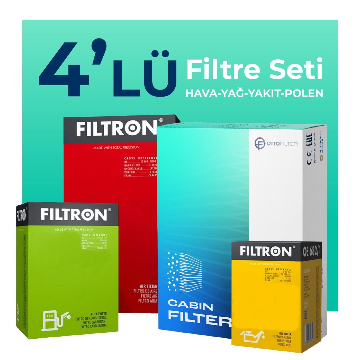 Filtron FORD Connect 1.5 Dizel Filtre Bakım Seti (2013-2019) 4 lü