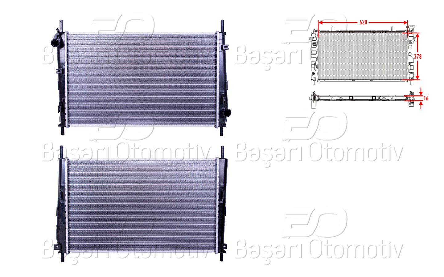 SU RADYATORU BRAZING MT 620X378X16 MM | FORD MONDEO 1.8. 2.0 00> | WISCO