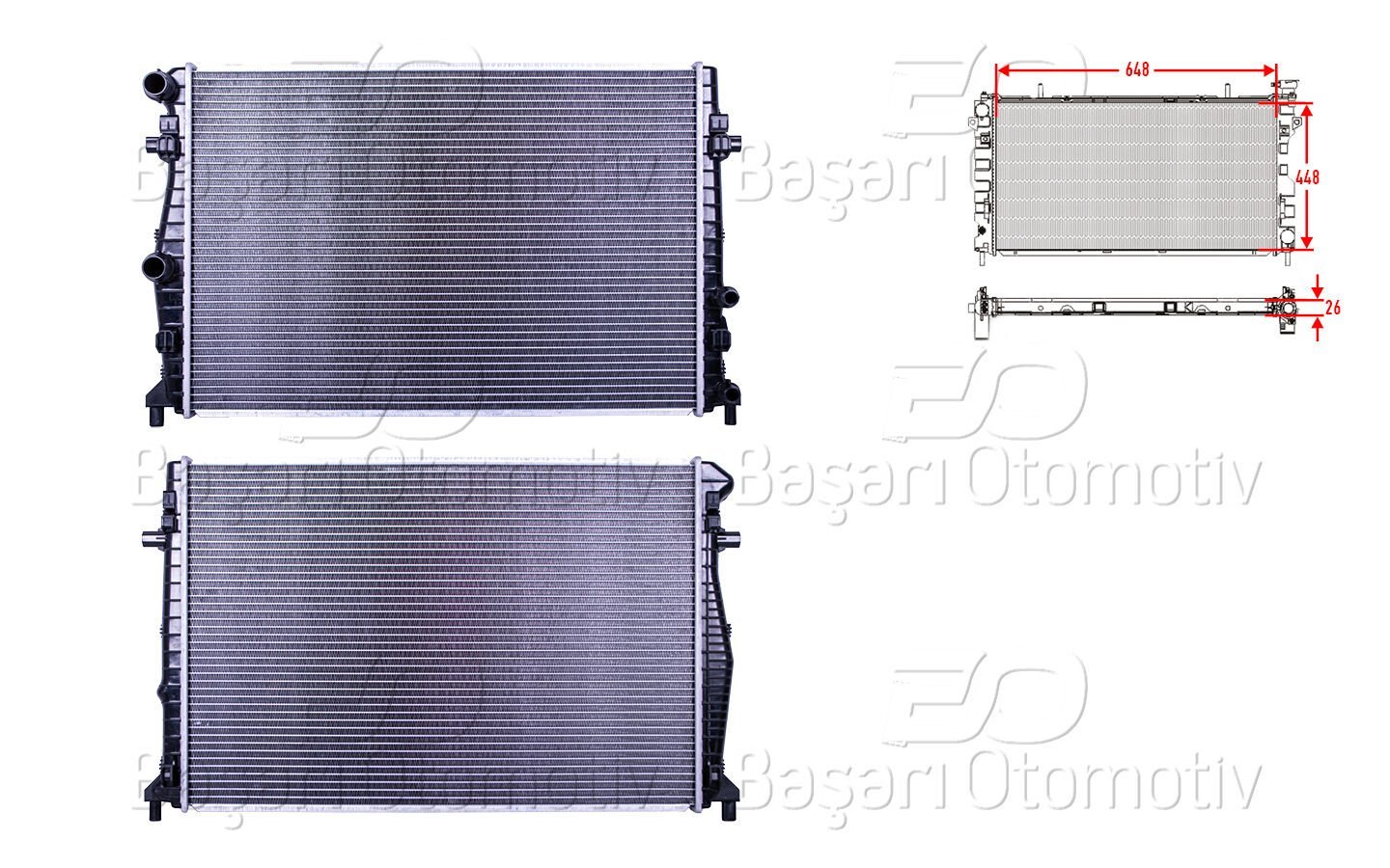 SU RADYATORU BRAZING MT-AT 648X448X26 MM | AUDI A3 VW GOLF7 TOURAN 1.2 1.6 12> | WISCO