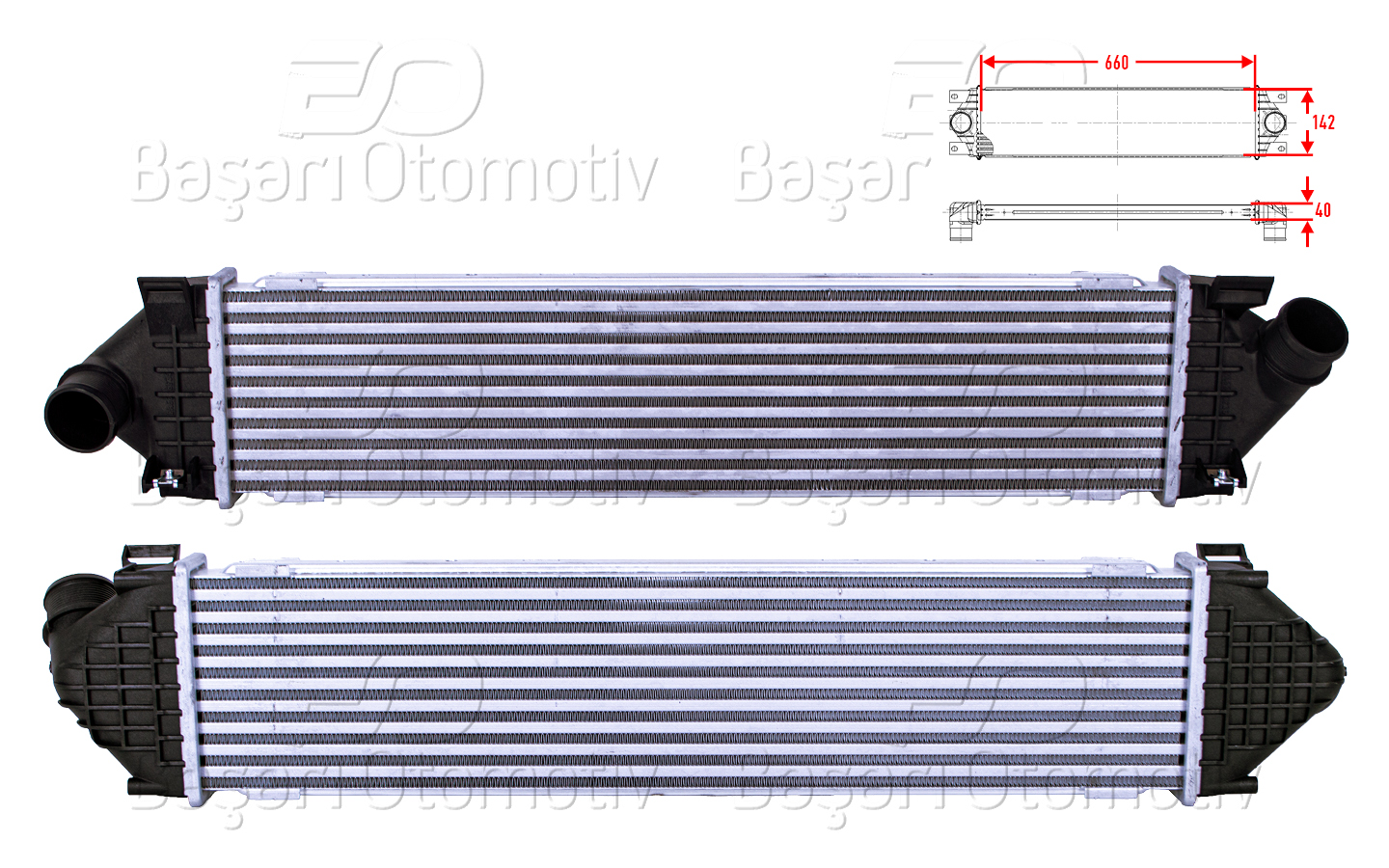 TURBO RADYATORU (INTERCOOLER) 660X142X40 | FORD GALAXY KUGA MONDEO S-MAX 1.6 TDCI 1.8 TDCI 2.0 TDCI VOLVO S60 2 S80 2 V60 V70 3 1.6 D 1.6 DRIVE 2.0 TDI 06 > | WISCO