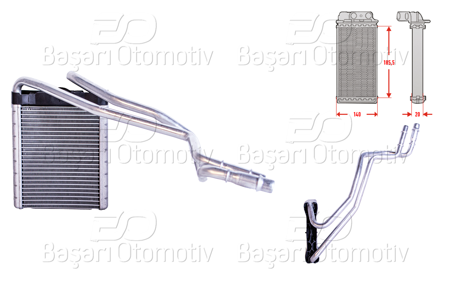 KALORIFER RADYATORU BRAZING 181X141 MM | FORD TOURNEO COURIER B460 MPV 1.5 TDCi 14> | WISCO