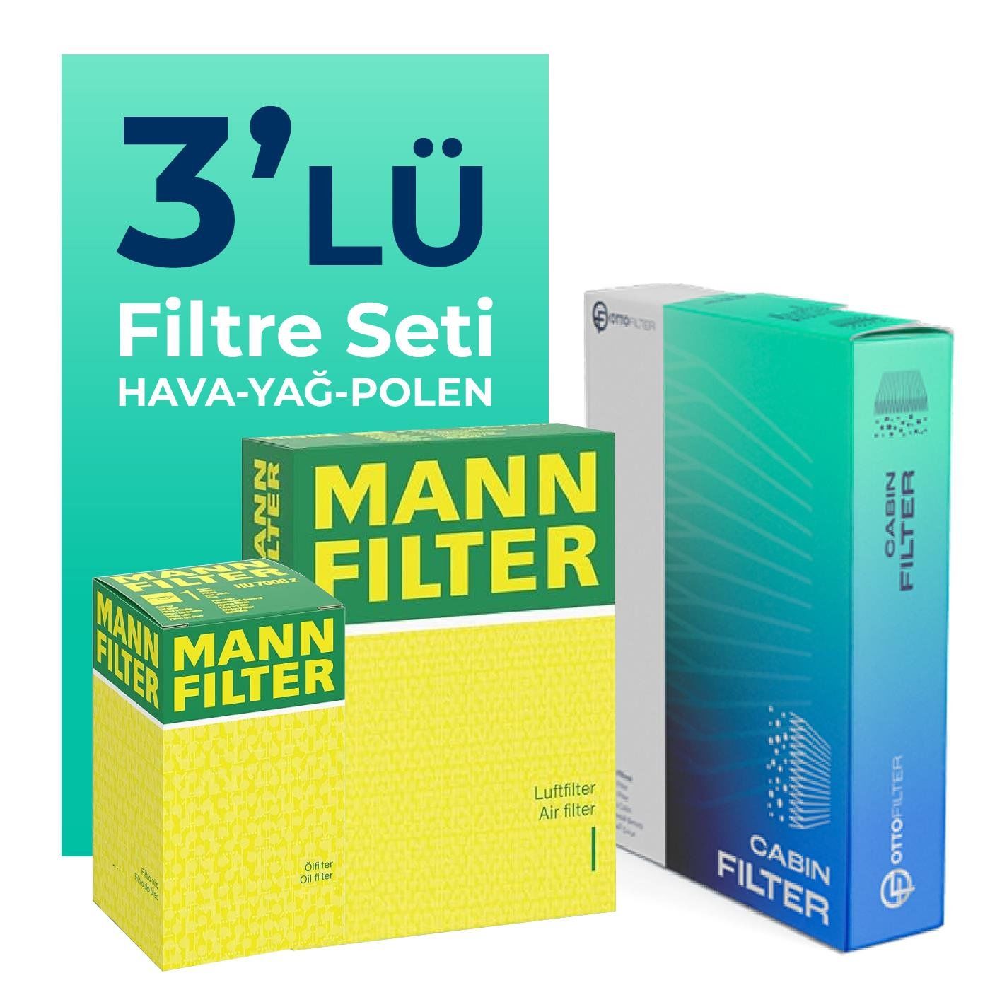 MANN Alfa Mito 1.4 TB Filtre Bakım Seti (2009-2018) 3 LU