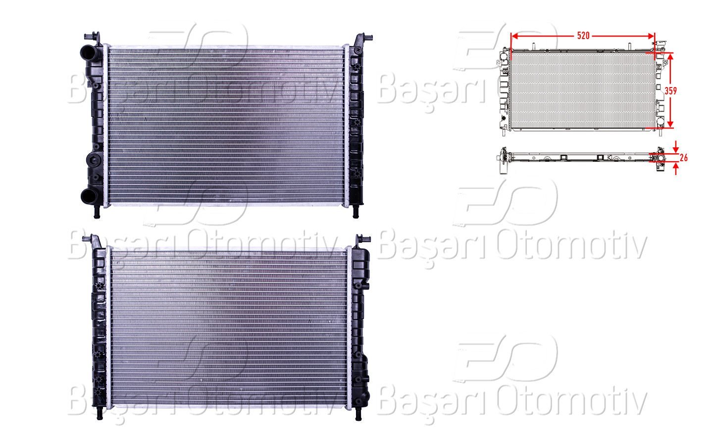 SU RADYATORU BRAZING MT 520X359X26 | FIAT PALIO (178_, 171_) 1.2 1.4 1996-2002 SIENA (178_, 172_) 1.3 98-02 | WISCO