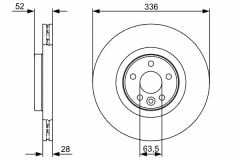 FREN DİSKİ ÖN [336 /28-26 MM], HAVA KANALLI, KAPLAMALI, YÜKSEK KARBON ALAŞIMLI  V60 1.6 D2 DRIVE 09.2011 - ; V60 D4 09.2011 - ; XC70 II D3 AWD 08.2011 - ; XC70 II D5 AWD 08.2007 - 07.2009; S80 II D5 0