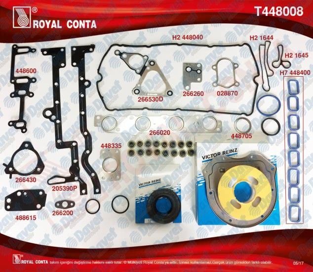 MOTOR TAKIM CONTASI ALT/UST FULL REINZ KECELI - S.K.C HARIC TRANSIT V184 2.4TDCI 01>06 V347 2.4TDCI 06>12 A.CEKER