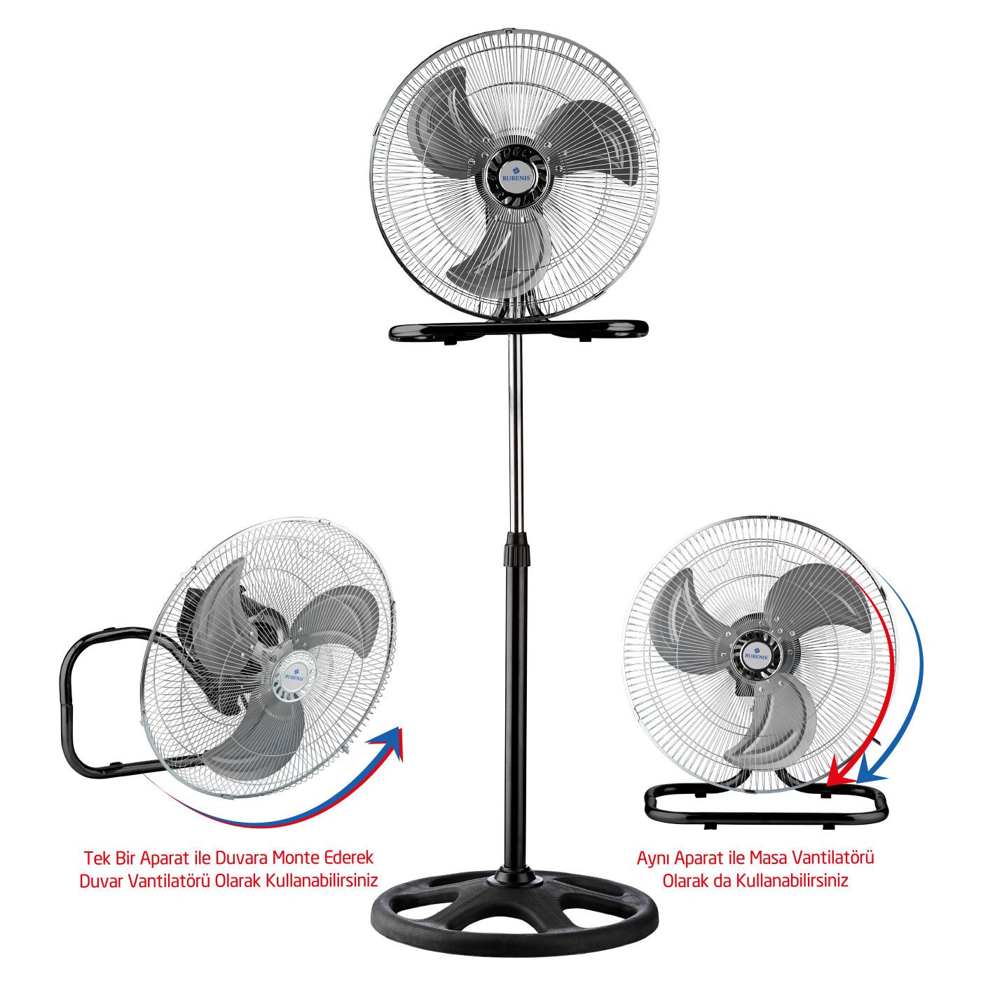 Rubenis RBS-20 Premium 18'' 130 Watt Sanayi Tipi Fonksiyonel Vantilatör