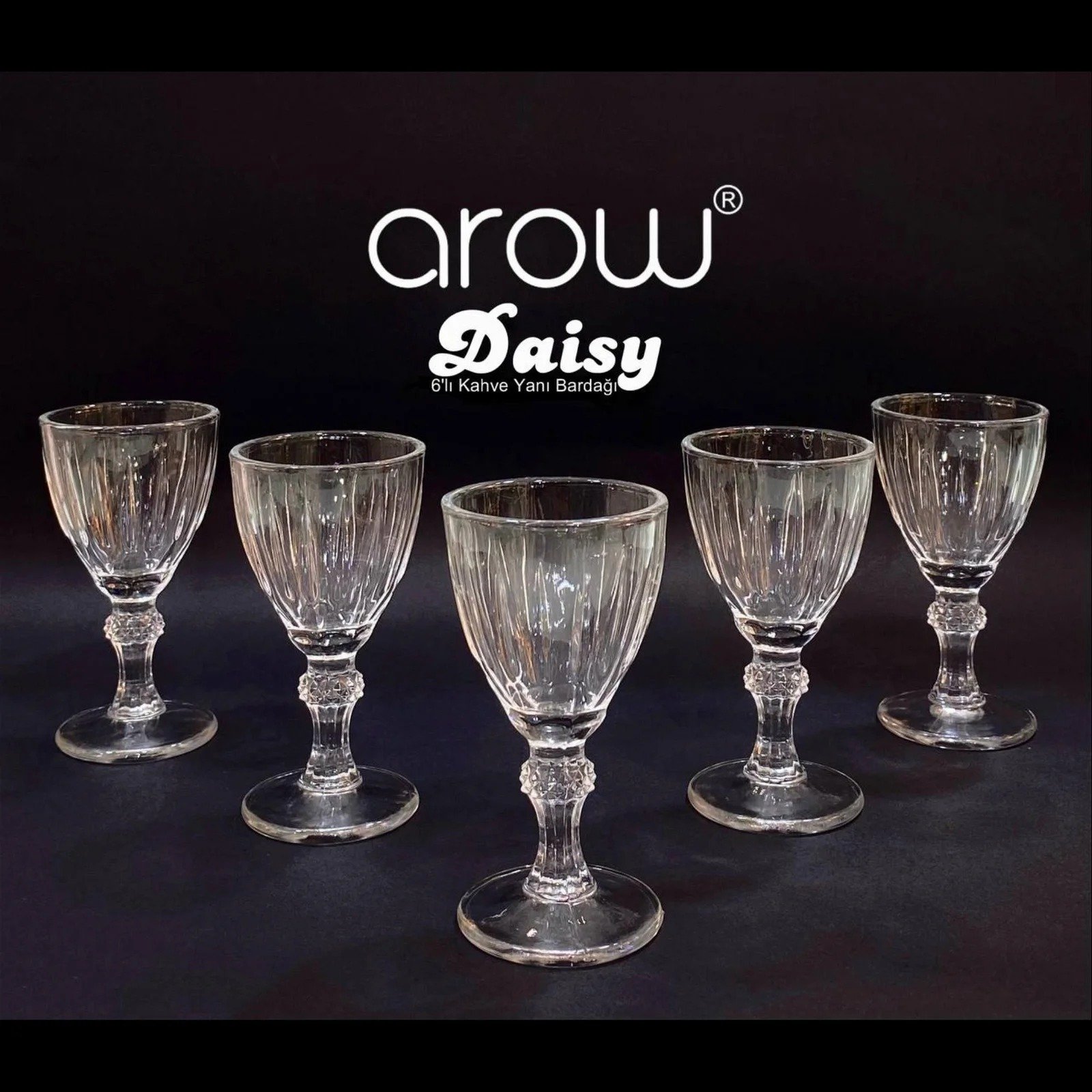 Arow Daisy 6'lı Ayaklı Kahve Yanı Su Bardağı - Şeffaf - 60 ml