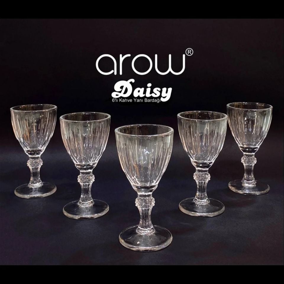 Arow Daisy 6'lı Ayaklı Kahve Yanı Su Bardağı - Şeffaf - 60 ml