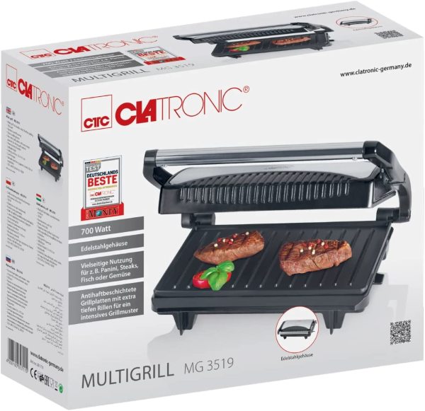 Clatronic Mg 3519 Profesyonel Çok Yönlü Izgara 700W, Gri