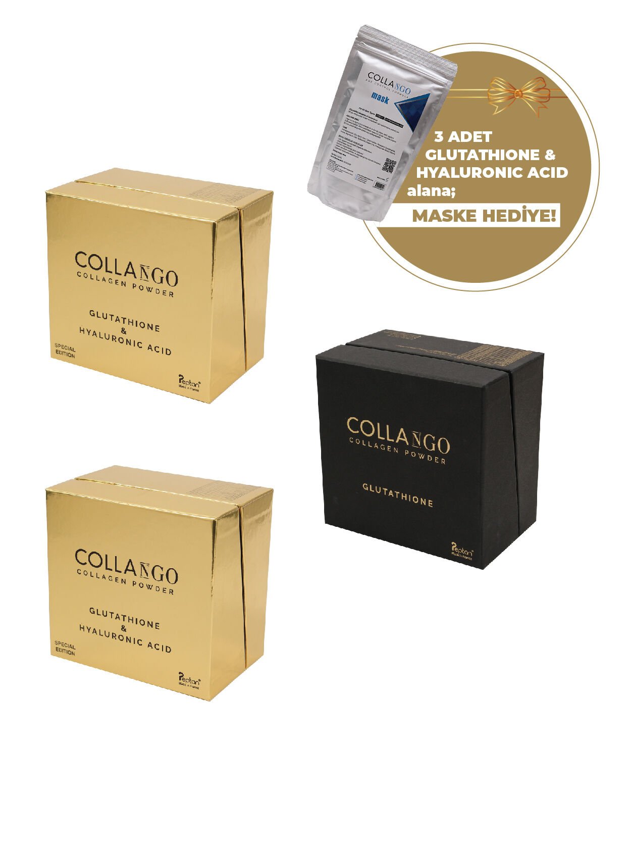 Collango Mix Paket Alana Maske Hediye (2 Collango Glutathione Special Edition + 1 Glutatyon & Hyaluronik Asit)