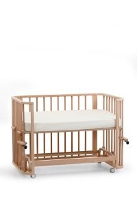 Doğal Ahşap 4 in 1 Beşik Takım 70x110 - anne yanı, karyola, oyun parkı, montessori + junior yatak - krem