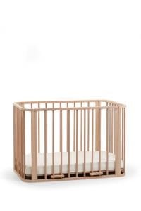 Doğal Ahşap 4 in 1 Beşik Takım 70x110 - anne yanı, karyola, oyun parkı, montessori + junior yatak - krem