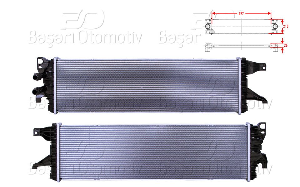 VW T6 2.0 TDI 15>TURBO RADYATORU (INTERCOOLER) 697X210X26