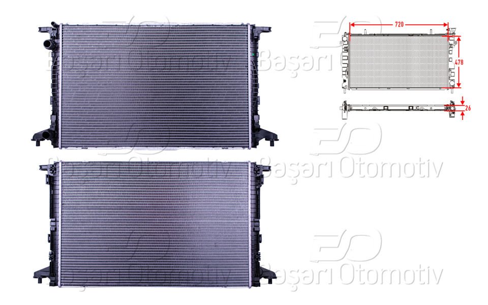 AUDI A4 1.4TFSI. 2.0TDI 15>SU RADYATORU BRAZING MT-AT 720X478X26 MM