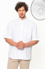Varetta Erkek Beyaz Kısa Kollu Yaka Düğmeli Pamuk Saten Gömlek