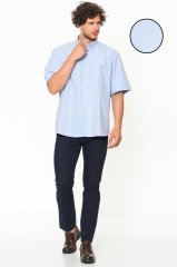 Varetta Erkek Açık Mavi Kısa Kol Klasik Kesim Yaka Düğmeli Gömlek