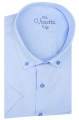 Varetta Erkek Mavi Kısa Kol Klasik Kesim Yaka Düğmeli Pamuk Saten Gömlek