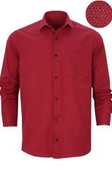 Erkek Kırmızı Oxfort Düz Uzun Kol Tek Cepli Klasik Kesim Gömlek