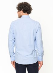 Erkek Açık Mavi Klasik Kesim Uzun Kol Tek Cepli Gömlek