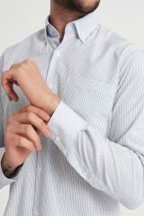 Varetta Erkek Beyaz Kareli Cepli Uzun Kollu Gömlek