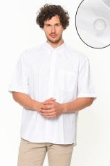 Varetta Erkek Beyaz Kısa Kol Büyük Beden Pamuklu Yaka Düğmeli Gömlek