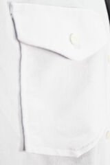 Varetta Erkek Beyaz Likralı Çift Cepli Düz Klasik Kesim Uzun Kollu Kot Gömlek