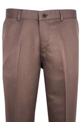 Erkek Kahverengi Armüllü Klasik Yazlık Keten Pantolon