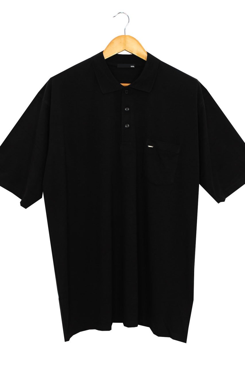 Varetta Erkek Siyah Büyük Beden Polo Yaka T-shirt Tişört