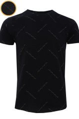Varetta Erkek Siyah Slim Fit Sıfır Yaka Baskılı Erkek T-shirt