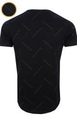 Varetta Erkek Siyah Slim Fit Sıfır Yaka Baskılı Erkek T-shirt