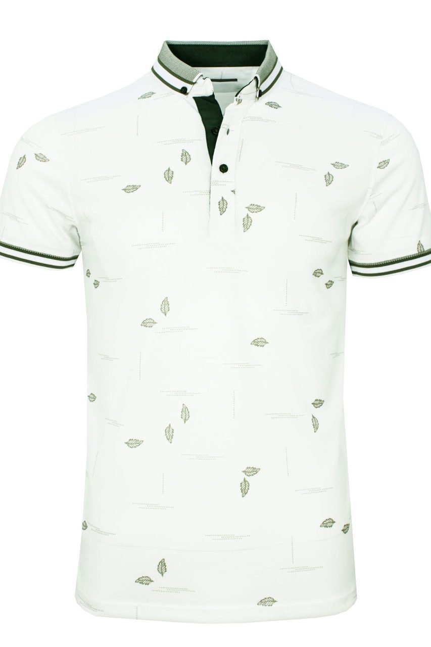 Varetta Erkek Haki Yeşil Slim Fit Polo Yaka Baskılı Tişört T-shirt