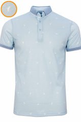 Varetta Erkek Buz Mavi Slim Fit Polo Yaka Baskılı Erkek T-shirt