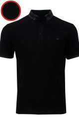 Erkek Siyah Regular Kesim Polo Yaka Erkek T-shirt