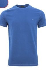 Erkek Mavi Regular Kesim Simit Yaka Erkek T-shirt