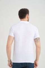 Varetta Erkek Beyaz Polo Yaka Pamuklu Waffle T-shirt