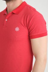 Varetta Erkek Kırmızı  Polo Yaka Pamuklu Waffle T-shirt