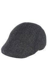 Erkek Kasket  Kaşmir Yünlü Füme Kışlık Kulaklı Şapka 