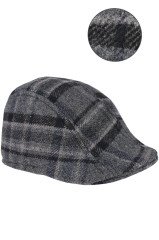 Erkek Kasket  Kaşmir Yünlü Gri Kışlık Kulaklı Şapka 
