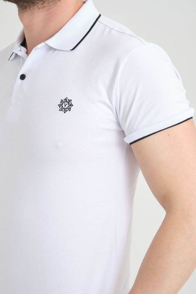 Varetta Erkek Beyaz Pamuklu Polo Yaka Kısa Kollu Tshirt