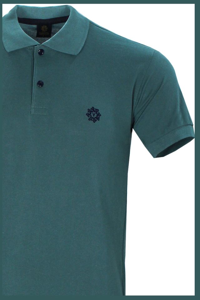 Varetta Erkek Turkuaz Pamuklu Polo Yaka Kısa Kollu T shirt