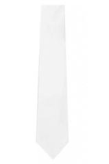 Erkek Beyaz Dar Kesim Saten Düz Mendilli Kravat