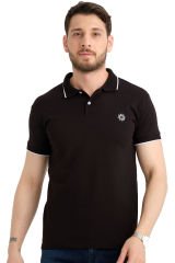 Varetta Erkek Siyah Pamuklu Polo Yaka Kısa Kollu T shirt