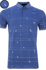 Varetta Erkek Mavi Regular Kesim Polo Yaka Baskılı T-shirt