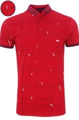 Varetta Erkek Kırmızı Regular Kesim Polo Yaka Baskılı T-shirt
