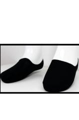3'Lü Paket Bambulu Slikonlu Siyah Babet Erkek Çorap