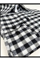 Varetta Erkek Siyah Kareli Klasik Kesim Yaka Düğmeli Kışlık Gömlek