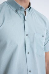 Varetta Erkek Su Yeşili Pamuklu Kısa Kollu Cepli Yazlık Gömlek